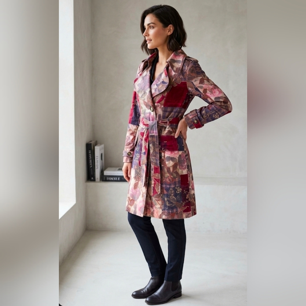 Alberto Makali Multicolor Floral Trench Coat